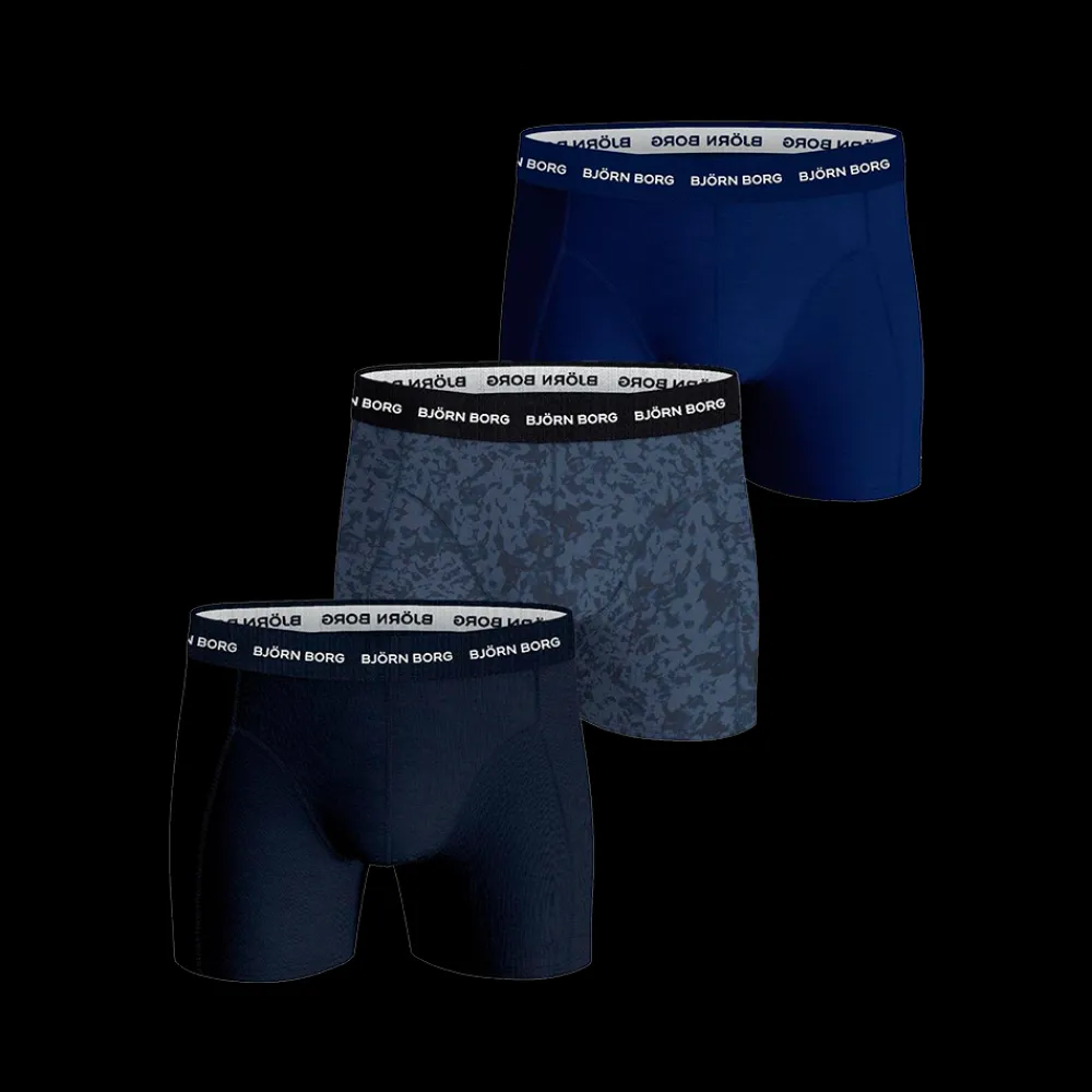New Björn Borg Cotton Stretch Boxer 3 Pack - Herre Underbukser Blå