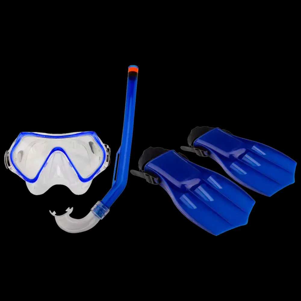 Online Waimea Diving Set Mask/Snorkel/Fins - Børne Snorkelsæt Blå
