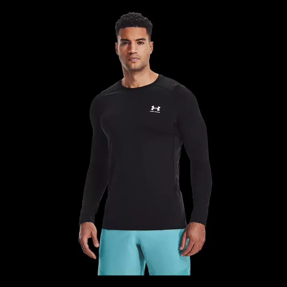 Outlet Under Armour HG Armour Fitted LS - Herre trænings T-Shirt Sort