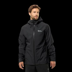 Clearance Jack Wolfskin Highest Peak 3L Jacket - Herre Funktionel Jakke Sort
