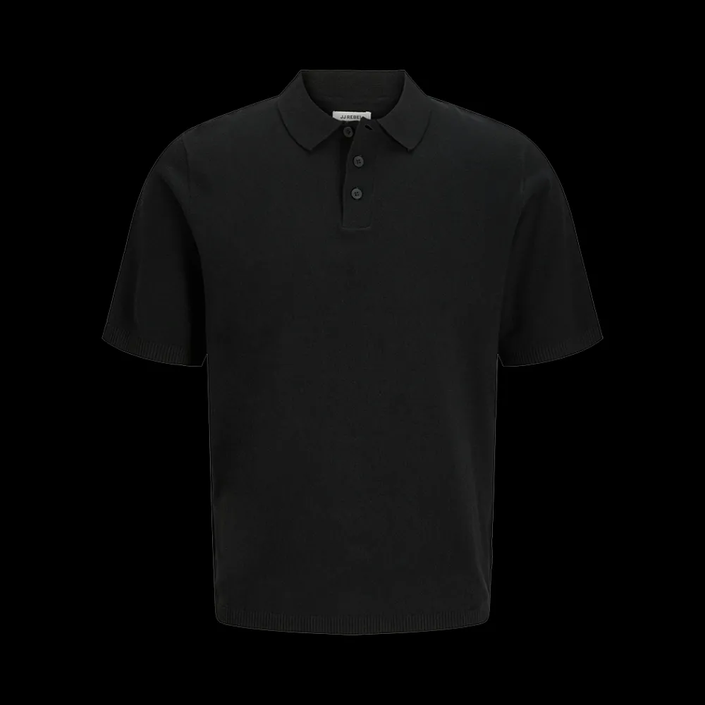 Best JJ REBEL Callum Knit Polo - Herre Polo T-Shirt Sort