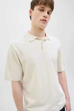 New JJ REBEL Callum Knit Polo - Herre Polo T-Shirt Hvid