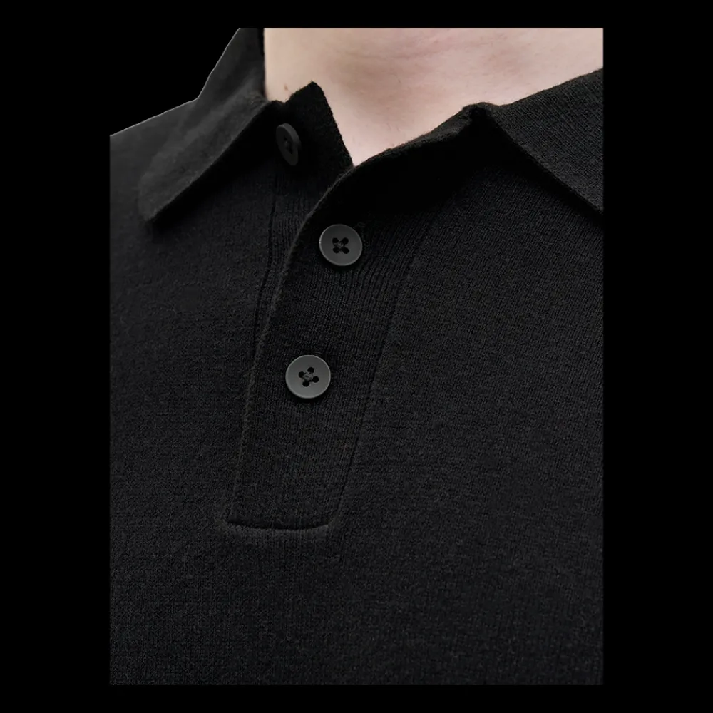 Best JJ REBEL Callum Knit Polo - Herre Polo T-Shirt Sort
