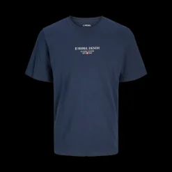 Fashion JJ REBEL Jeans Rebel Print Tee SS - Herre T-Shirt Blå