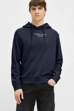 Hot JJ REBEL Jeans Rebel Print Sweat Hood - Herre Sweatshirt Blå