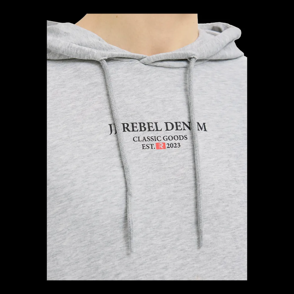 Clearance JJ REBEL Jeans Rebel Print Sweat Hood - Herre Sweatshirt Grå
