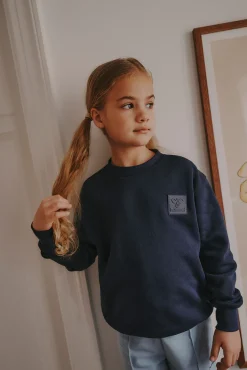 Online Hummel Jr Clean Crew Sweat - Børne Sweatshirt Blå
