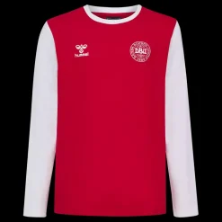 Hot Hummel Jr DBU Fan Block LS Tee - Børne Langærmet T-shirt Rød