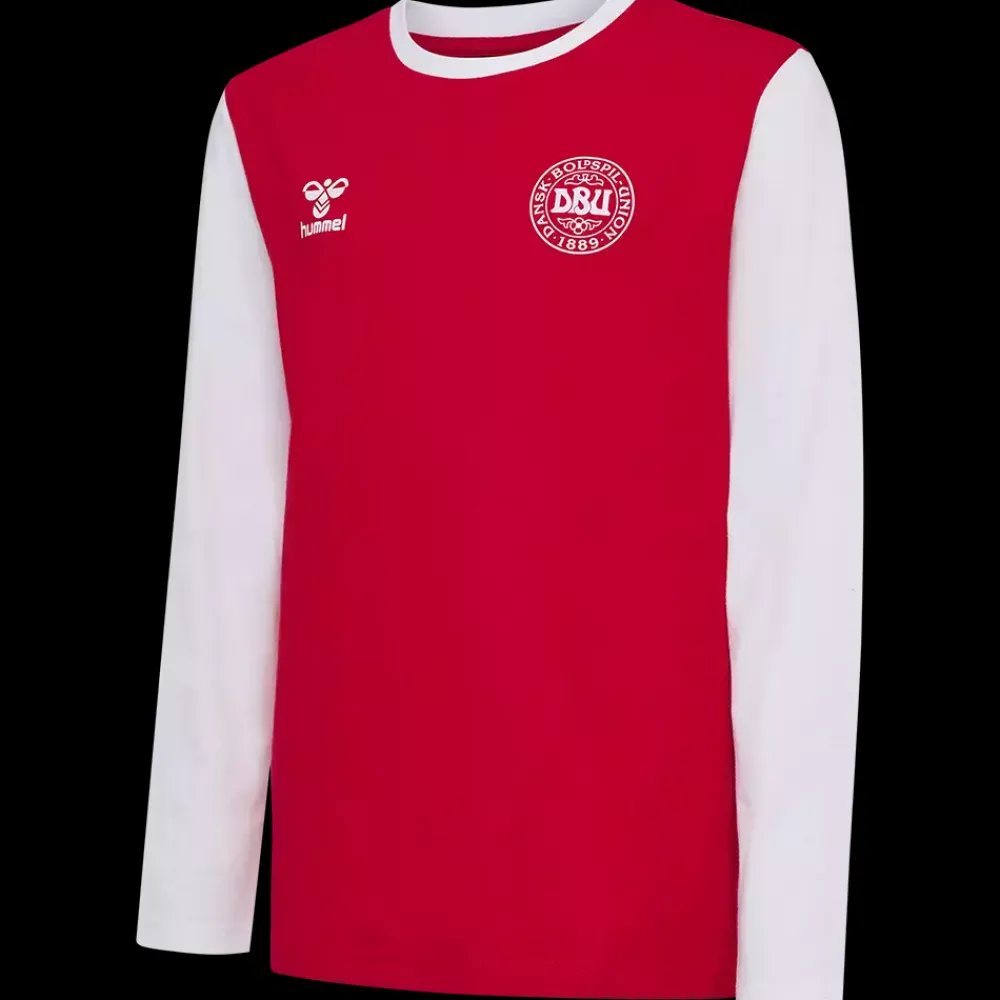 Hot Hummel Jr DBU Fan Block LS Tee - Børne Langærmet T-shirt Rød