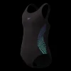 New Speedo Jr Place Muscle Suit - Pige Badedragt Sort