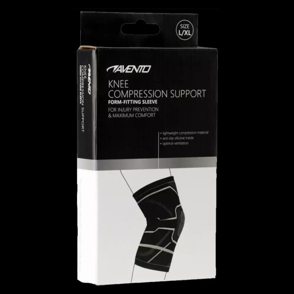 Outlet Avento Knee Compression Support - Knæ Støttebind Sort
