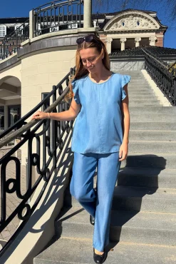 Best Fabrin Copenhagen Lyocell Pant 25, W. - Dame Bukser Blå