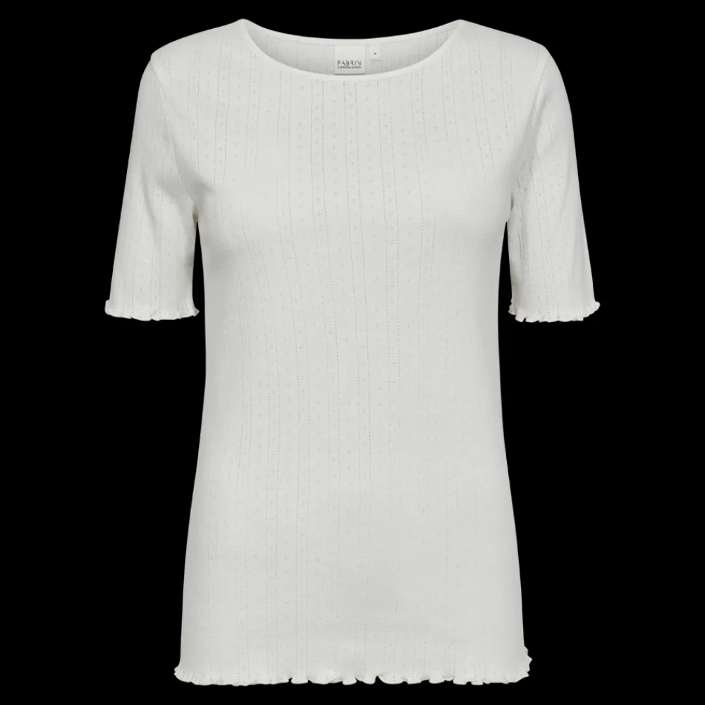 Sale Fabrin Copenhagen Pointelle S/S Tee 25, W. - Dame T-shirt Sand