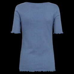 Fashion Fabrin Copenhagen Pointelle S/S Tee 25, W. - Dame T-shirt Blå