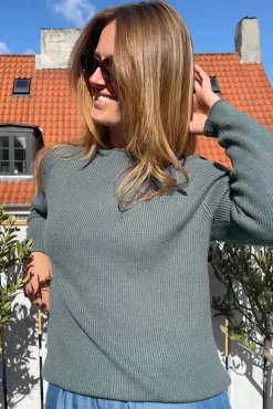 New Fabrin Copenhagen Pullover Rullekant 25, W. - Dame Striktrøje Grøn