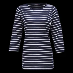 Hot Marine W 3/4 Tee Striped - Dame T-shirt Blå