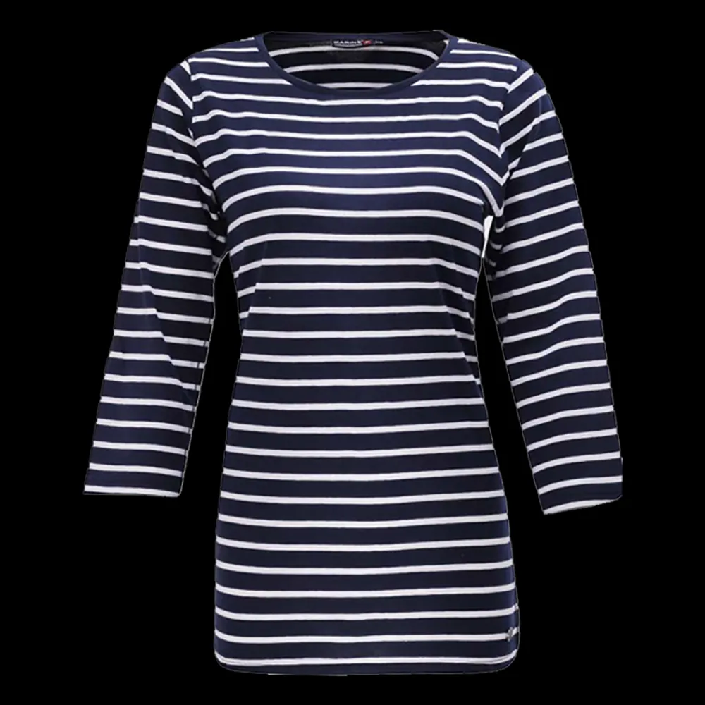 Hot Marine W 3/4 Tee Striped - Dame T-shirt Blå