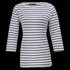 Hot Marine W 3/4 Tee Striped - Dame T-shirt Hvid