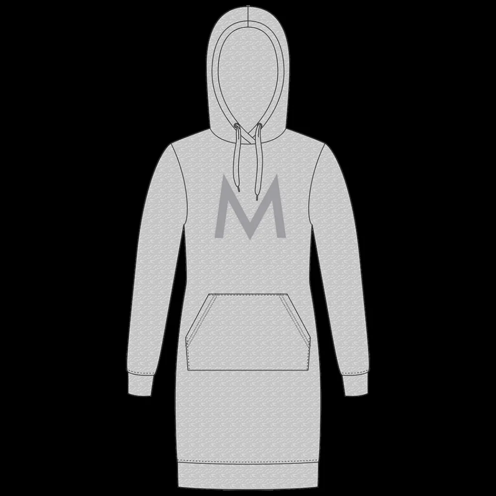 Discount Marine W Hood Dress - Dame Sweat Kjole Grå