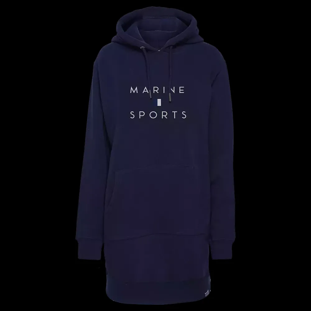 New Marine W Hood Dress - Dame Sweat Kjole Blå