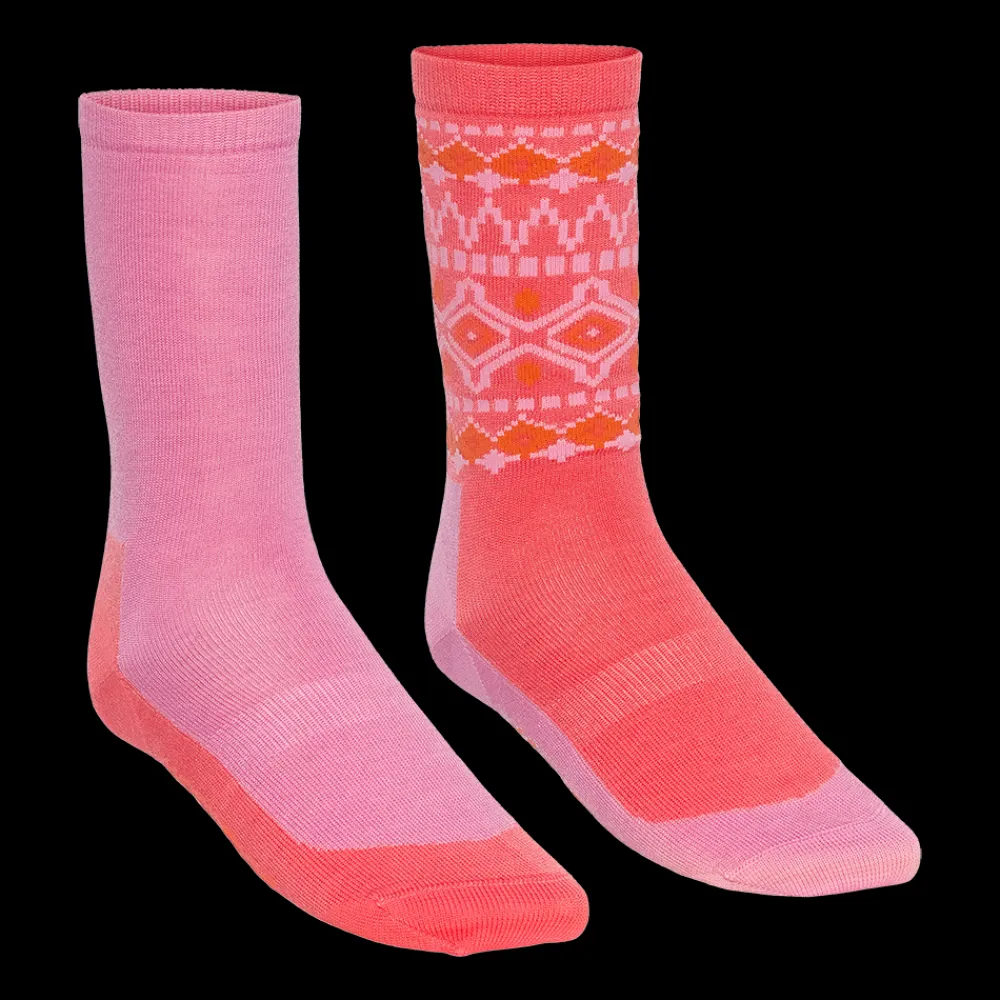 New Kari Traa W Nina Wool 2-Pack Sock - Dame Uld Strømper Pink