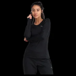 Clearance Kari Traa W Nora 2.0 Long Sleeve - Dame Løbe T-Shirt Sort