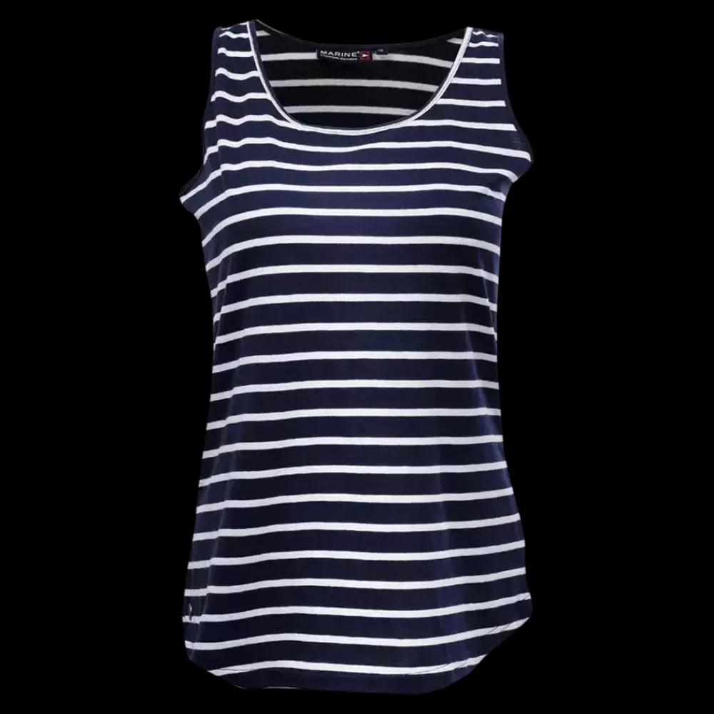 New Marine W Striped Singlet - Dame Top Blå