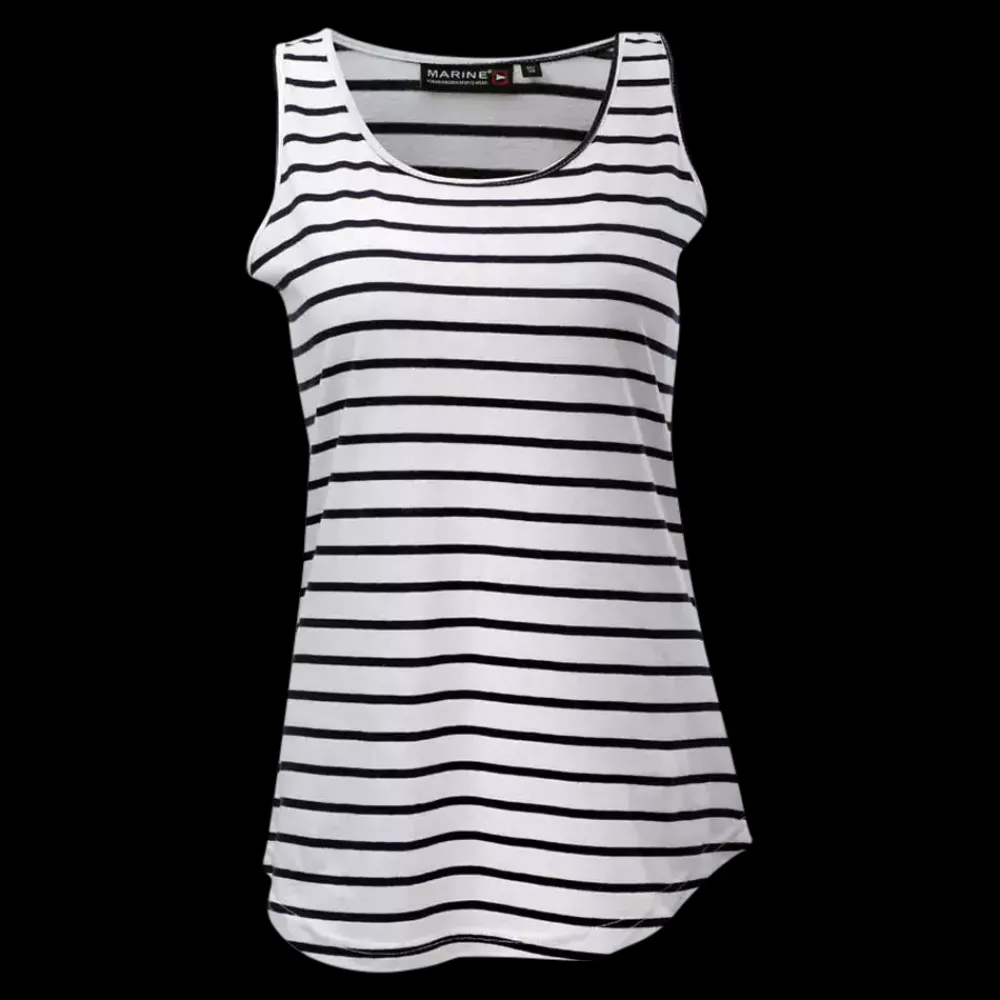 Discount Marine W Striped Singlet - Dame Top Hvid